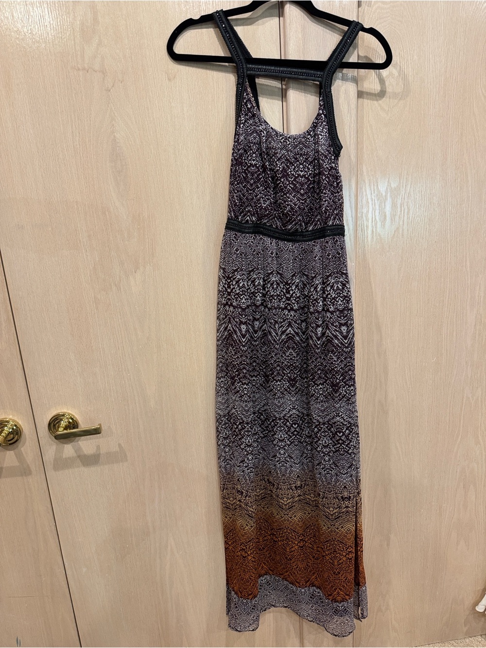 charlie jade Black-Trim Ombre Maxi Dress with Brown Gradient